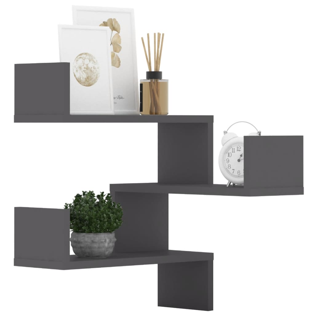 vidaXL Wand-Eckregale 2 Stk. Grau 40x40x50 cm Holzwerkstoff