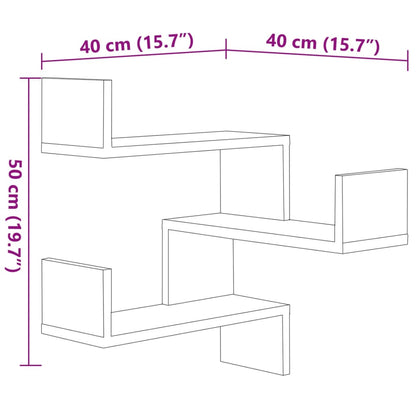 vidaXL Wand-Eckregale 2 Stk. Grau 40x40x50 cm Holzwerkstoff