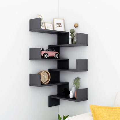 vidaXL Wand-Eckregale 2 Stk. Grau 40x40x50 cm Holzwerkstoff