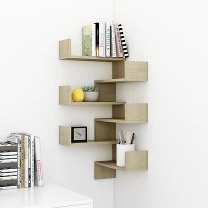 vidaXL Wand-Eckregale 2 Stk. Sonoma-Eiche 40x40x50 cm Holzwerkstoff