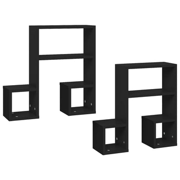 vidaXL Étagères murales 2 pcs Noir 50x15x50 cm Bois d'ingénierie