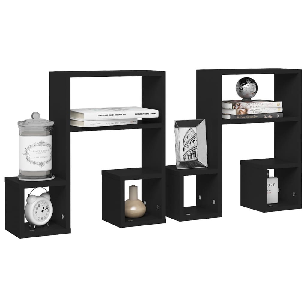 vidaXL Étagères murales 2 pcs Noir 50x15x50 cm Bois d'ingénierie