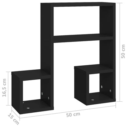 vidaXL Étagères murales 2 pcs Noir 50x15x50 cm Bois d'ingénierie