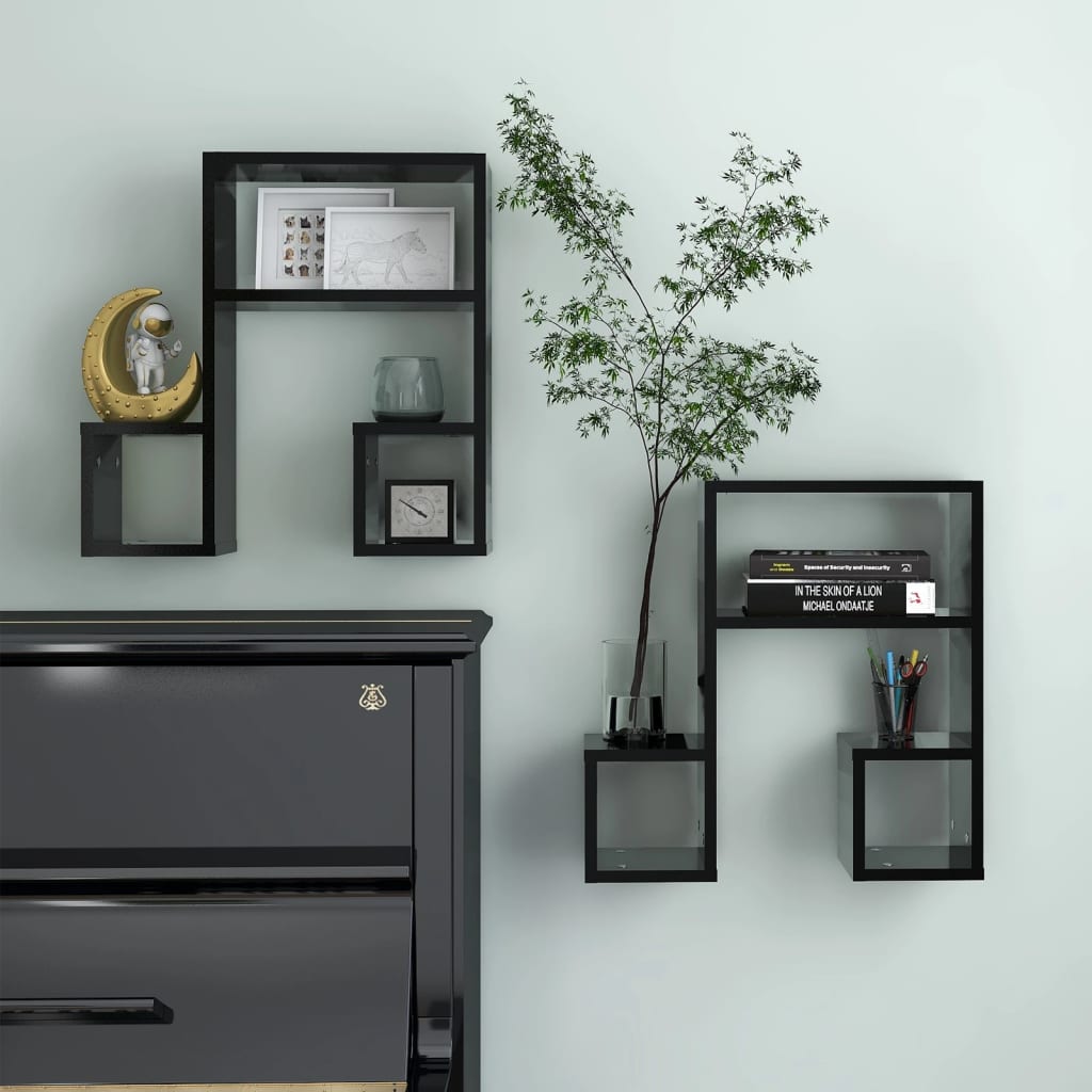 vidaXL Étagères murales 2 pcs Noir 50x15x50 cm Bois d'ingénierie
