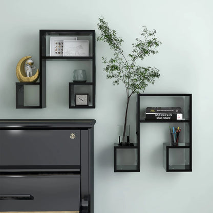 vidaXL Étagères murales 2 pcs Noir 50x15x50 cm Bois d'ingénierie