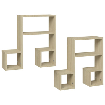 vidaXL Étagères murales 2 pcs Chêne Sonoma 50x15x50 cm Bois d'ingénierie