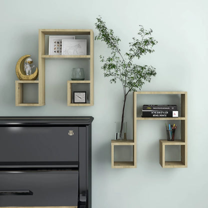 vidaXL Étagères murales 2 pcs Chêne Sonoma 50x15x50 cm Bois d'ingénierie