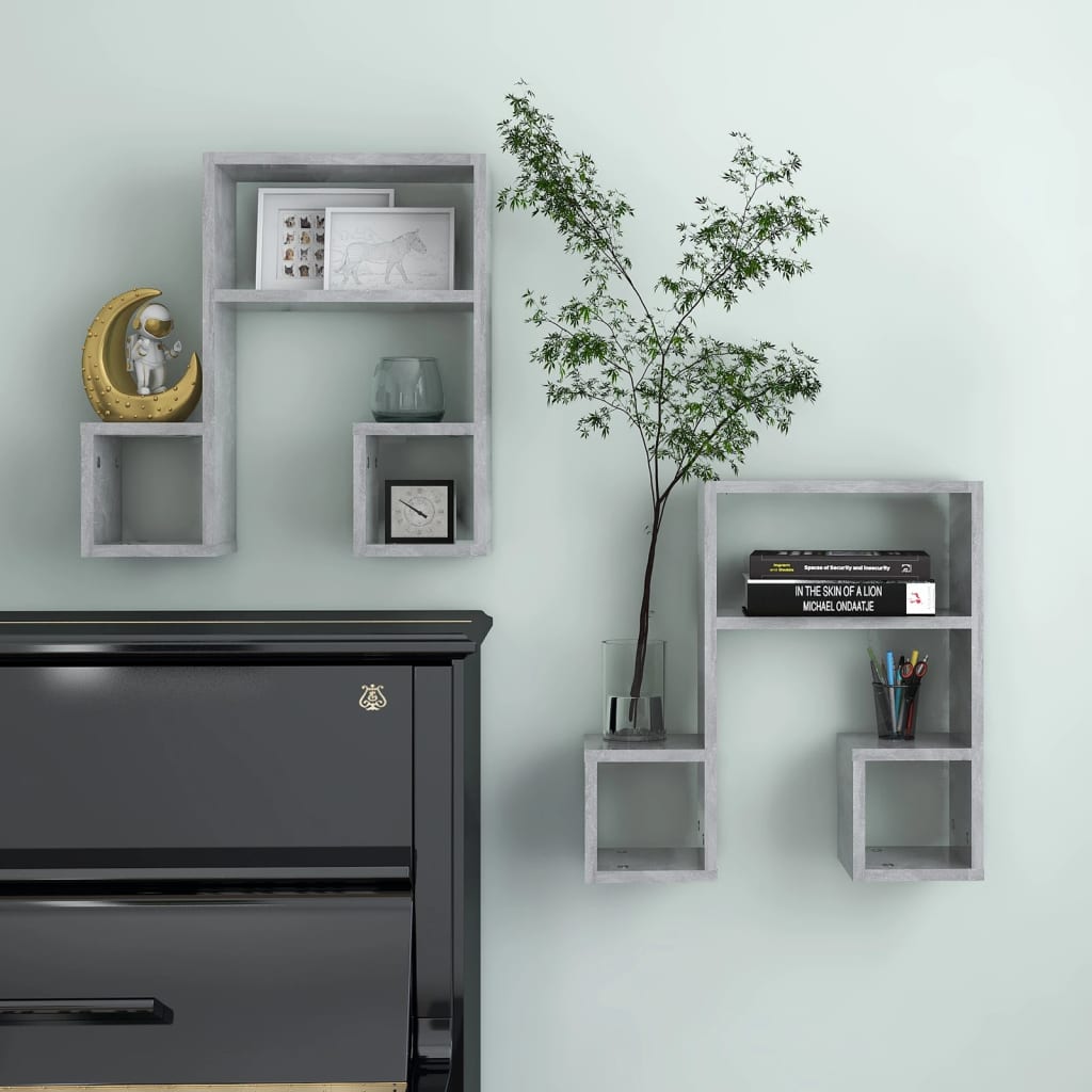 vidaXL Étagères murales 2 pcs Gris béton 50x15x50 cm Bois d'ingénierie