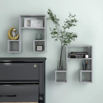 vidaXL Étagères murales 2 pcs Gris béton 50x15x50 cm Bois d'ingénierie