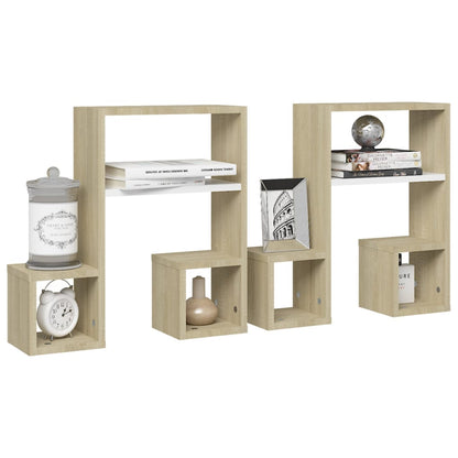 vidaXL Étagères murales 2 pcs Blanc et chêne Sonoma 50x15x50 cm Bois d'ingénierie
