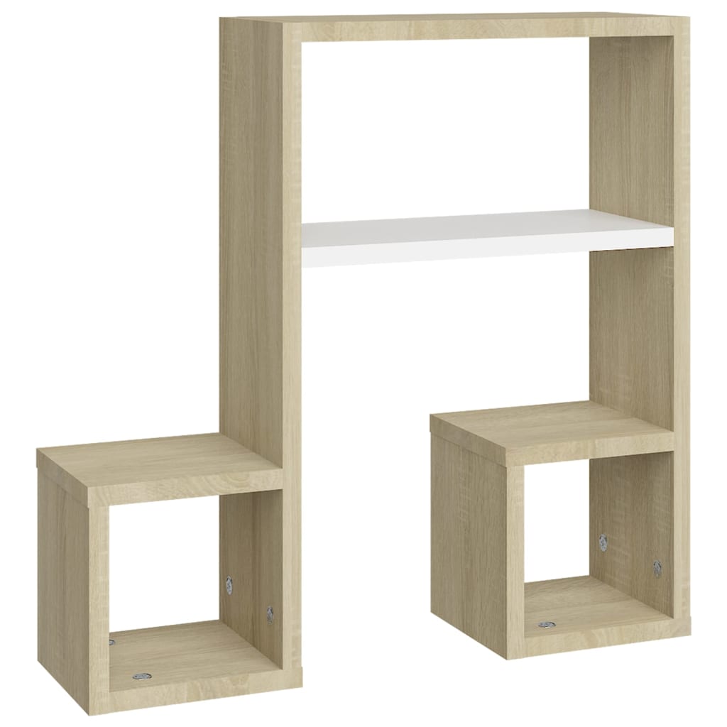 vidaXL Étagères murales 2 pcs Blanc et chêne Sonoma 50x15x50 cm Bois d'ingénierie