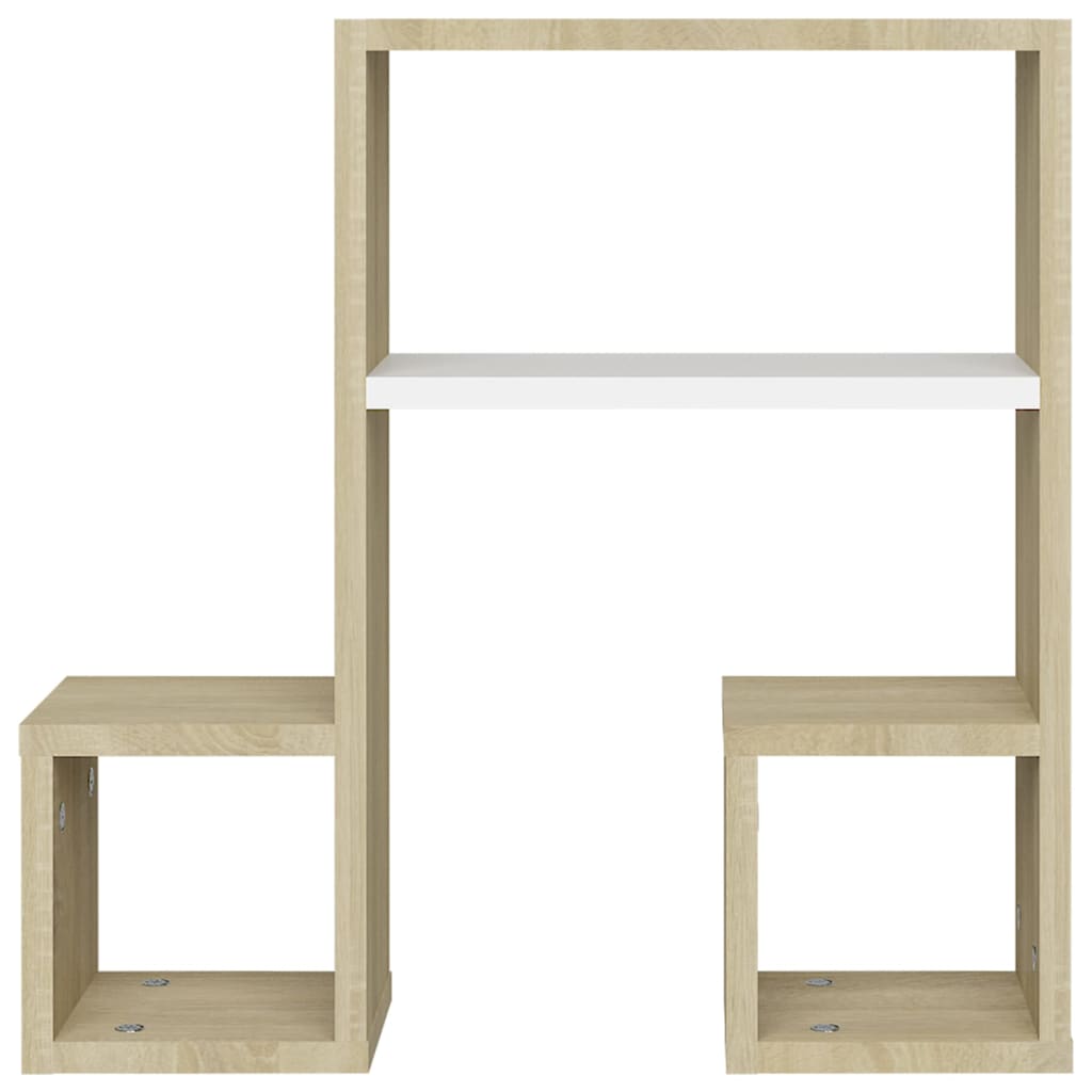 vidaXL Étagères murales 2 pcs Blanc et chêne Sonoma 50x15x50 cm Bois d'ingénierie