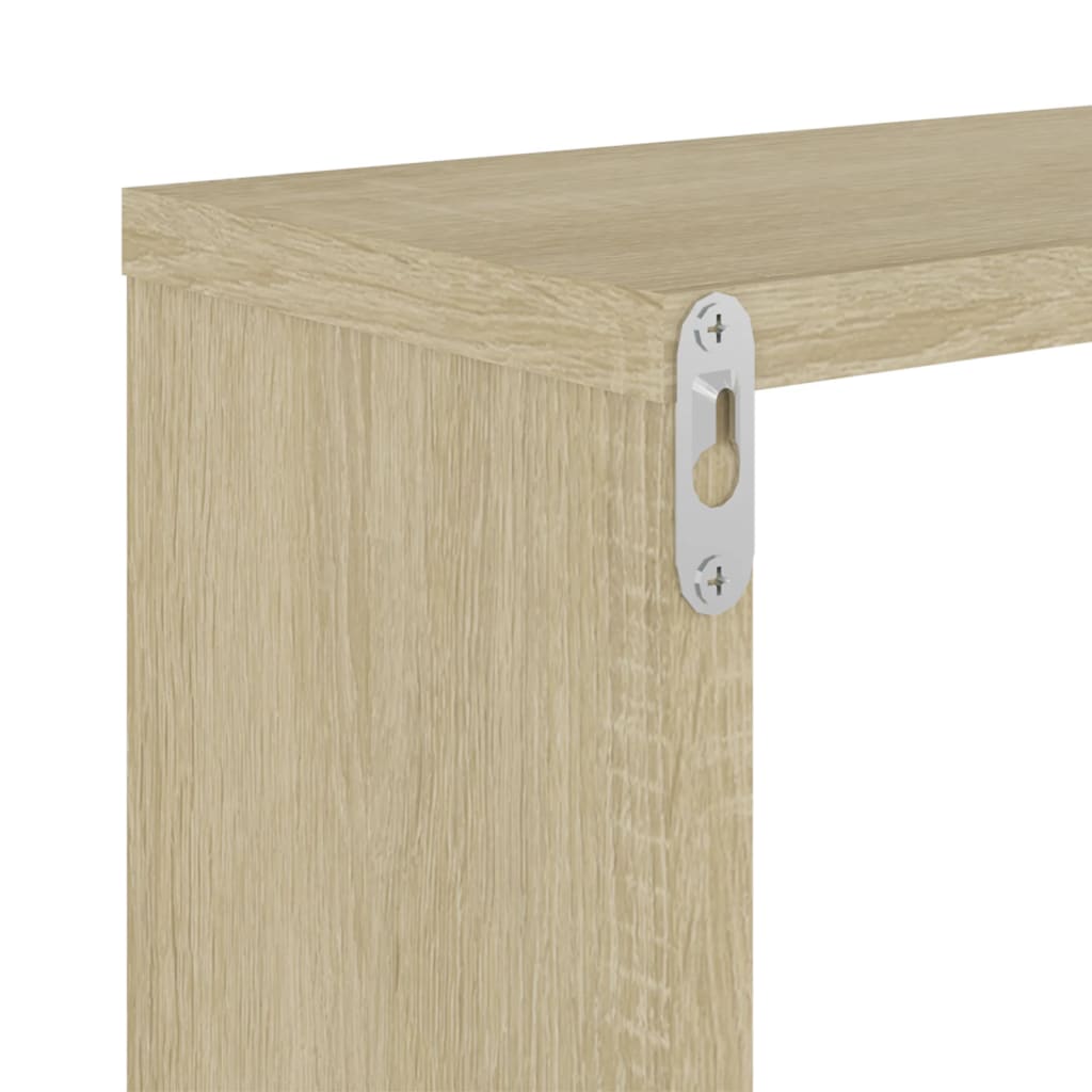 vidaXL Étagères murales 2 pcs Blanc et chêne Sonoma 50x15x50 cm Bois d'ingénierie