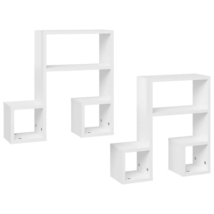 vidaXL Étagères murales 2 pcs Blanc brillant 50x15x50 cm Bois d'ingénierie