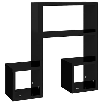 vidaXL Étagères murales 2 pcs Noir brillant 50x15x50 cm Bois d'ingénierie