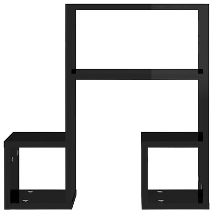 vidaXL Étagères murales 2 pcs Noir brillant 50x15x50 cm Bois d'ingénierie