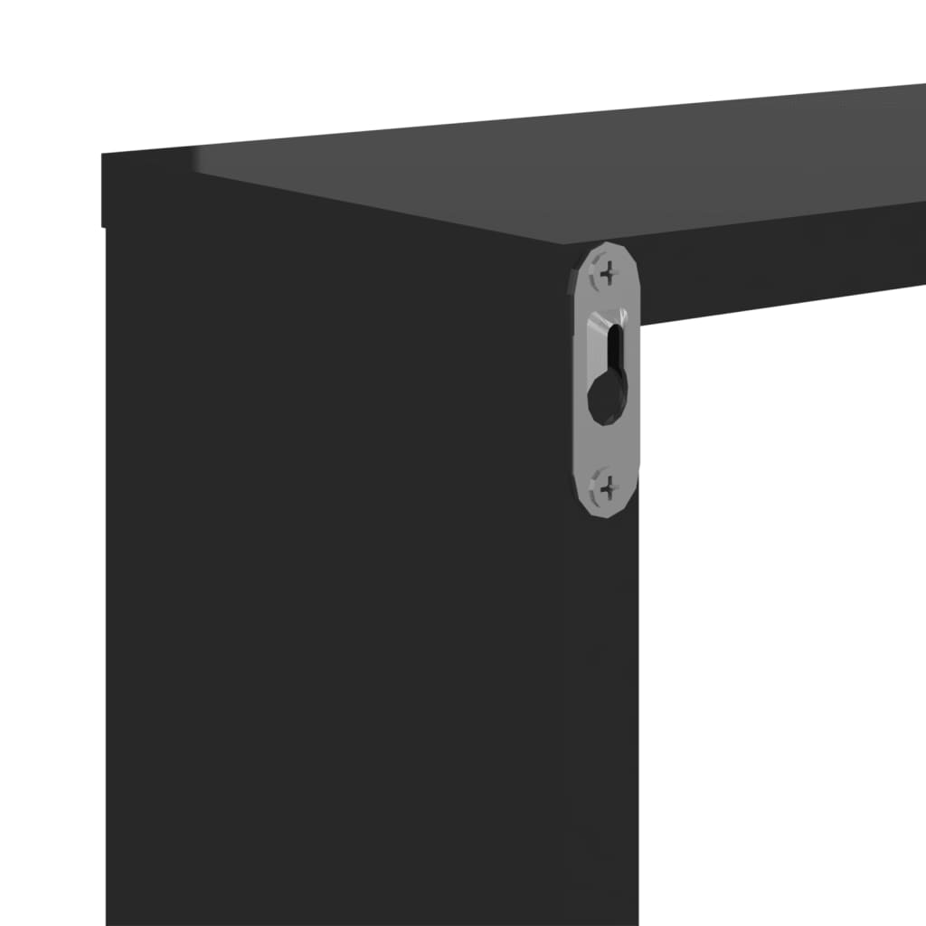 vidaXL Étagères murales 2 pcs Noir brillant 50x15x50 cm Bois d'ingénierie