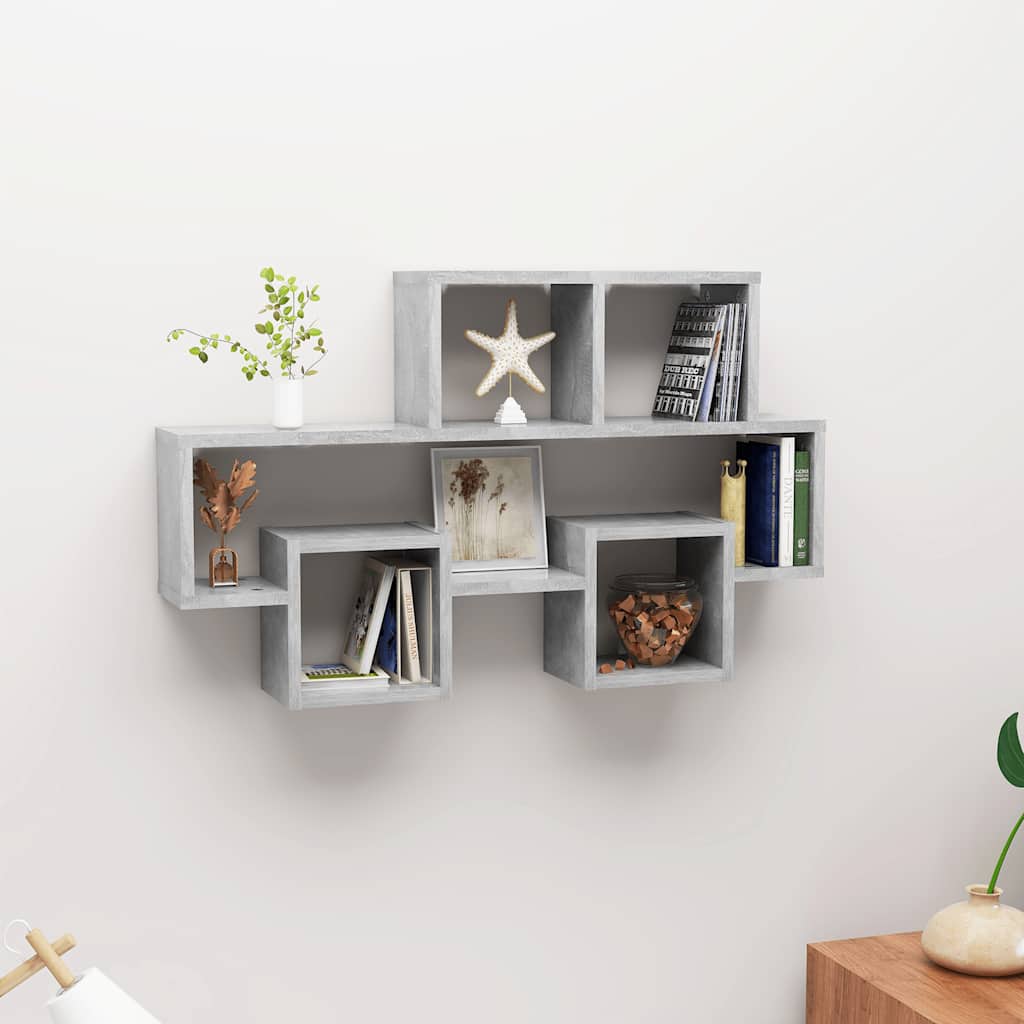 vidaXL Étagère murale en forme de voiture gris béton 82x15x51 cm Bois d'ingénierie