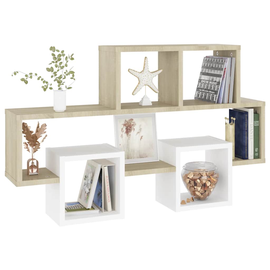 vidaXL Étagère murale voiture Blanc Chêne Sonoma 82x15x51 cm Bois d'ingénierie