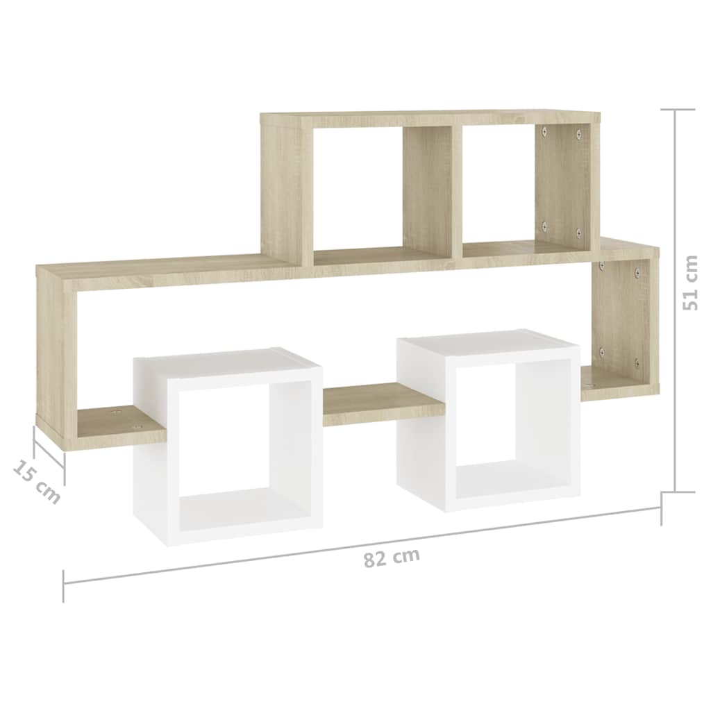 vidaXL Étagère murale voiture Blanc Chêne Sonoma 82x15x51 cm Bois d'ingénierie