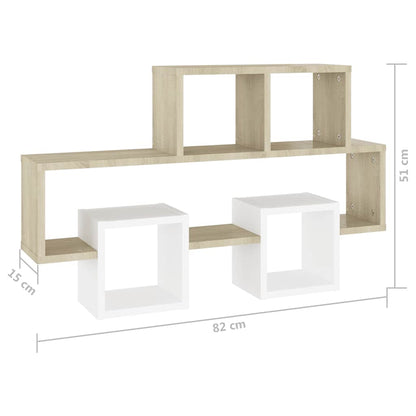 vidaXL Étagère murale voiture Blanc Chêne Sonoma 82x15x51 cm Bois d'ingénierie