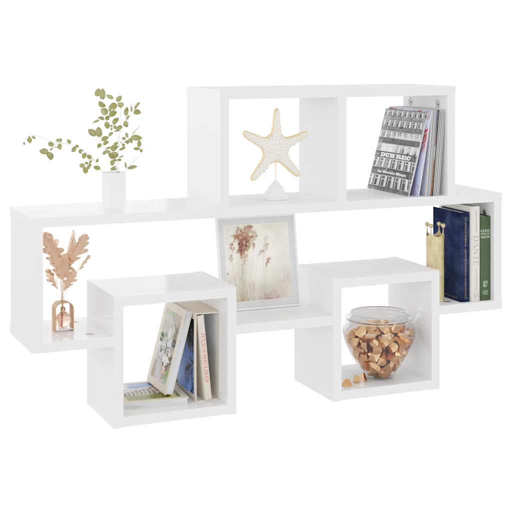 vidaXL Étagère murale en forme de voiture Blanc brillant 82x15x51 cm Bois d'ingénierie