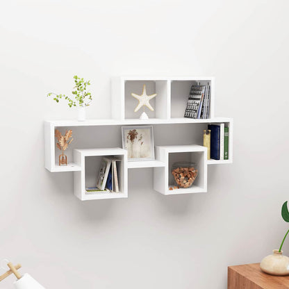 vidaXL Étagère murale en forme de voiture Blanc brillant 82x15x51 cm Bois d'ingénierie