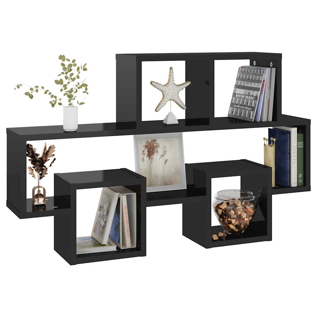 vidaXL Étagère murale voiture noir brillant 82x15x51 cm Bois d'ingénierie