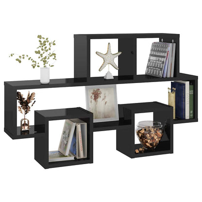 vidaXL Étagère murale voiture noir brillant 82x15x51 cm Bois d'ingénierie