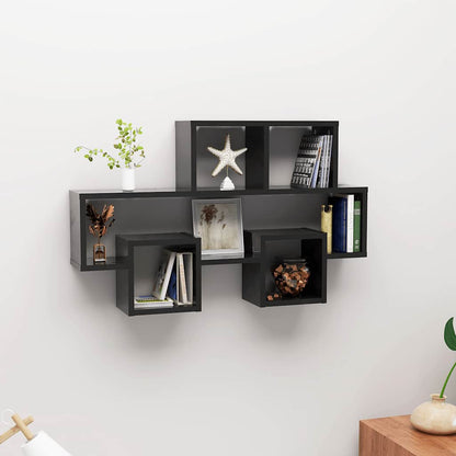 vidaXL Étagère murale voiture noir brillant 82x15x51 cm Bois d'ingénierie