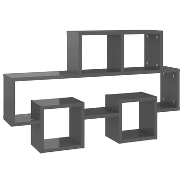 vidaXL Wandregal in Autoform Hochglanz-Grau 82x15x51 cm Holzwerkstoff