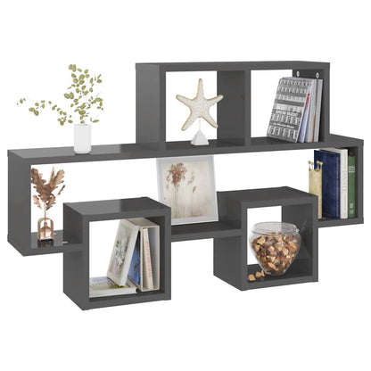 vidaXL Wandregal in Autoform Hochglanz-Grau 82x15x51 cm Holzwerkstoff