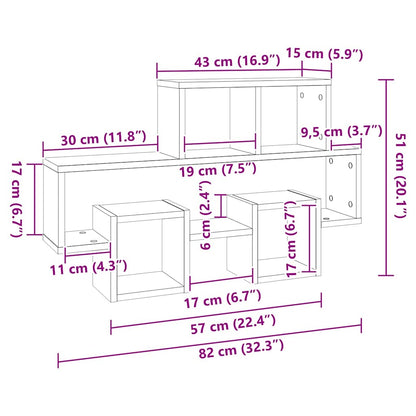 vidaXL Wandregal in Autoform Hochglanz-Grau 82x15x51 cm Holzwerkstoff