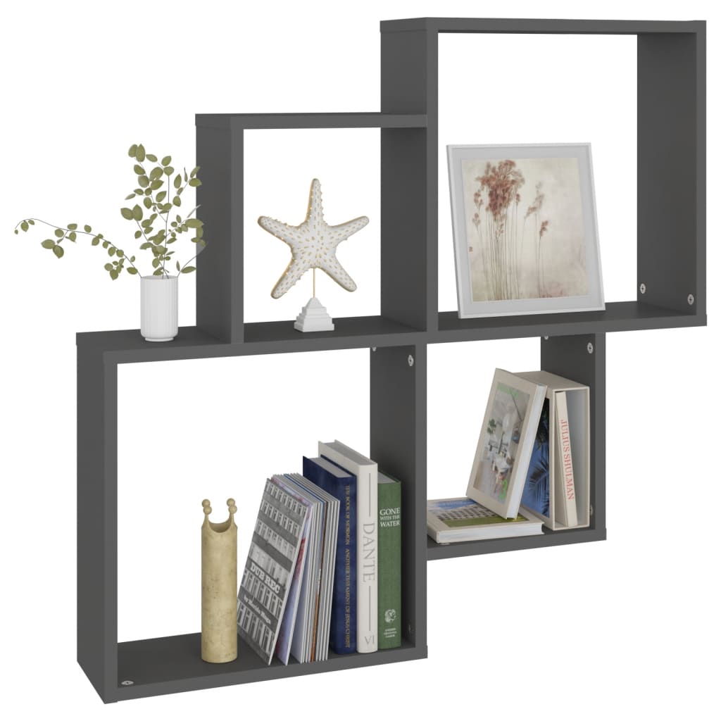 vidaXL Étagère cube Gris 80x15x78,5 cm Bois d'ingénierie