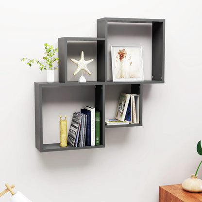 vidaXL Étagère cube Gris 80x15x78,5 cm Bois d'ingénierie