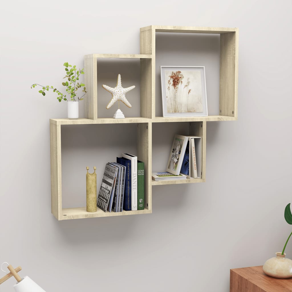 vidaXL Étagère cube Chêne Sonoma 80x15x78,5 cm Bois d'ingénierie