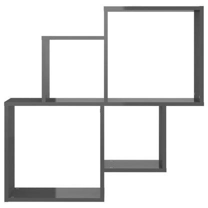 vidaXL Étagère cube gris brillant 80x15x78,5 cm bois d'ingénierie