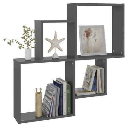 vidaXL Étagère cube gris brillant 80x15x78,5 cm bois d'ingénierie