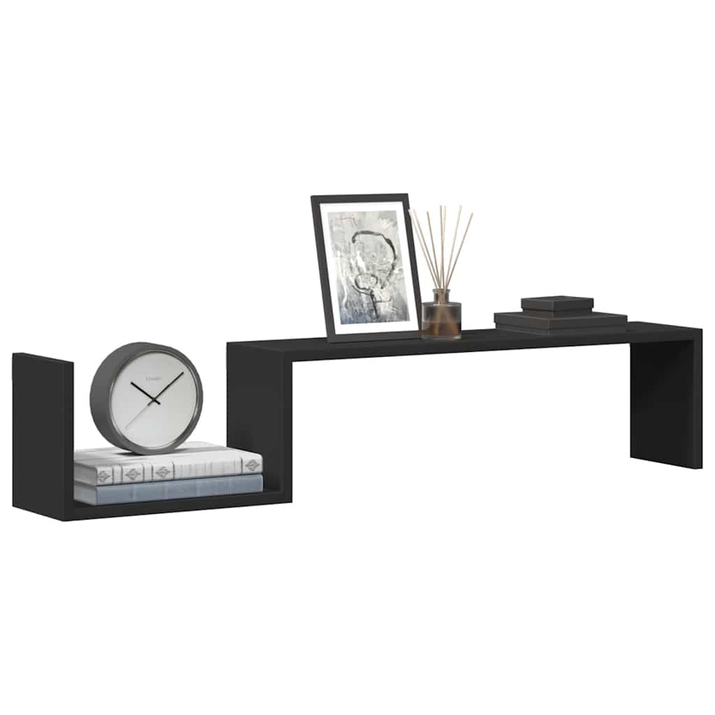 vidaXL Wandregale 2 Stk. Schwarz 100x15x20 cm Holzwerkstoff