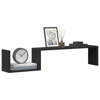 vidaXL Wandregale 2 Stk. Schwarz 100x15x20 cm Holzwerkstoff