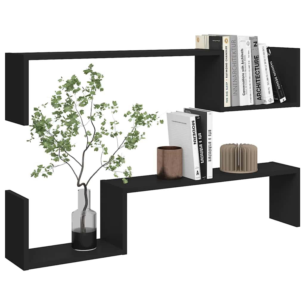 vidaXL Wandregale 2 Stk. Schwarz 100x15x20 cm Holzwerkstoff