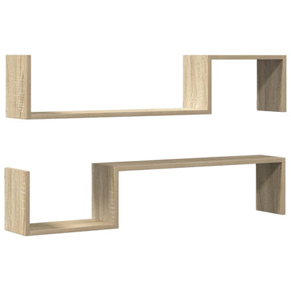 vidaXL Wandregale 2 Stk. Sonoma-Eiche 100x15x20 cm Holzwerkstoff