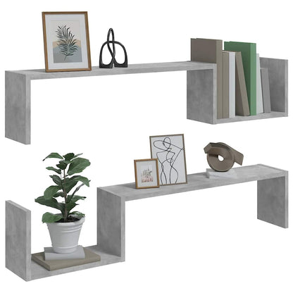 vidaXL Étagères murales 2 pcs Gris béton 100x15x20 cm Bois d'ingénierie