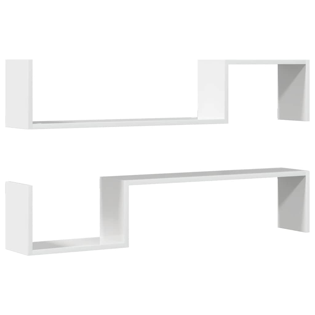vidaXL Wandregale 2 Stk. Hochglanz-Weiß 100x15x20 cm Holzwerkstoff