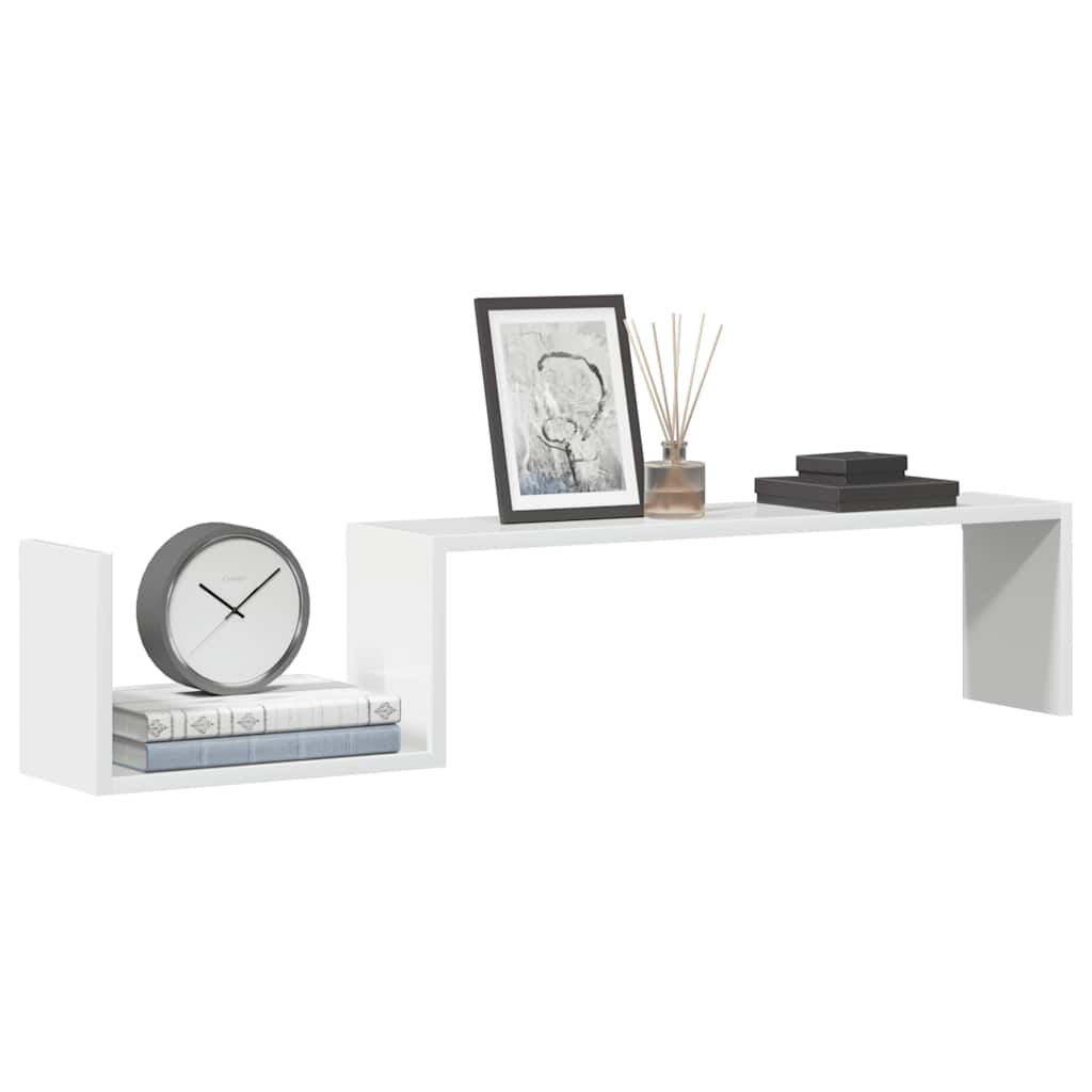 vidaXL Wandregale 2 Stk. Hochglanz-Weiß 100x15x20 cm Holzwerkstoff