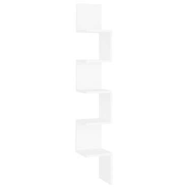 vidaXL Étagère d'angle murale Blanc 20x20x127,5 cm Bois d'ingénierie