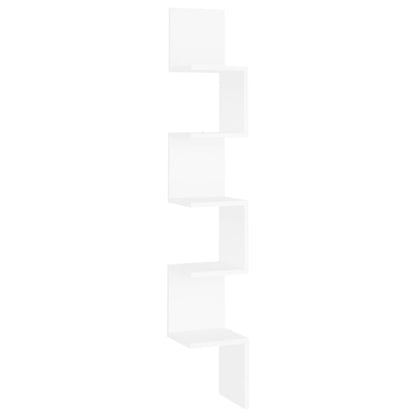 vidaXL Étagère d'angle murale Blanc 20x20x127,5 cm Bois d'ingénierie