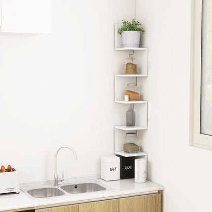 vidaXL Étagère d'angle murale Blanc 20x20x127,5 cm Bois d'ingénierie