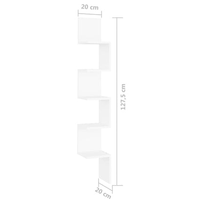 vidaXL Étagère d'angle murale Blanc 20x20x127,5 cm Bois d'ingénierie