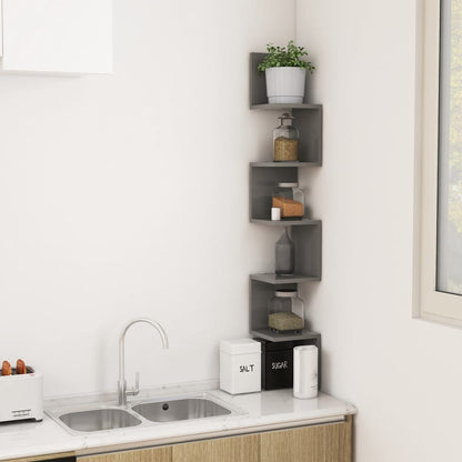 vidaXL Wand-Eckregal Grau 20x20x127,5 cm Holzwerkstoff
